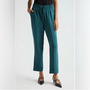 Cinq à Sept Everly Cuffed Ankle Drawstring Pants Green Onyx size 2